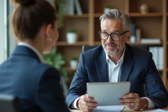 Conseiller financier en réunion avec une jeune professionnelle