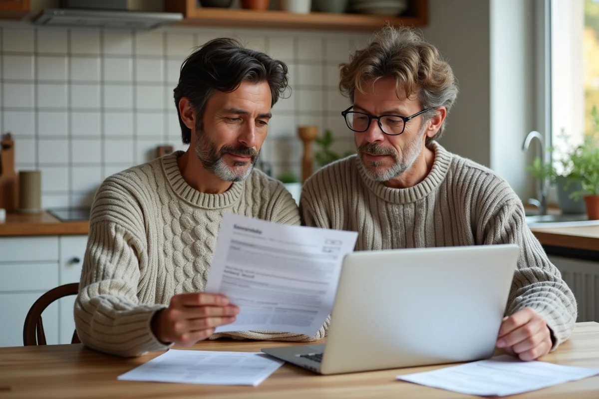 Couple consultant leurs relevés bancaires étrangers pour la déclaration 3916 bis en ligne