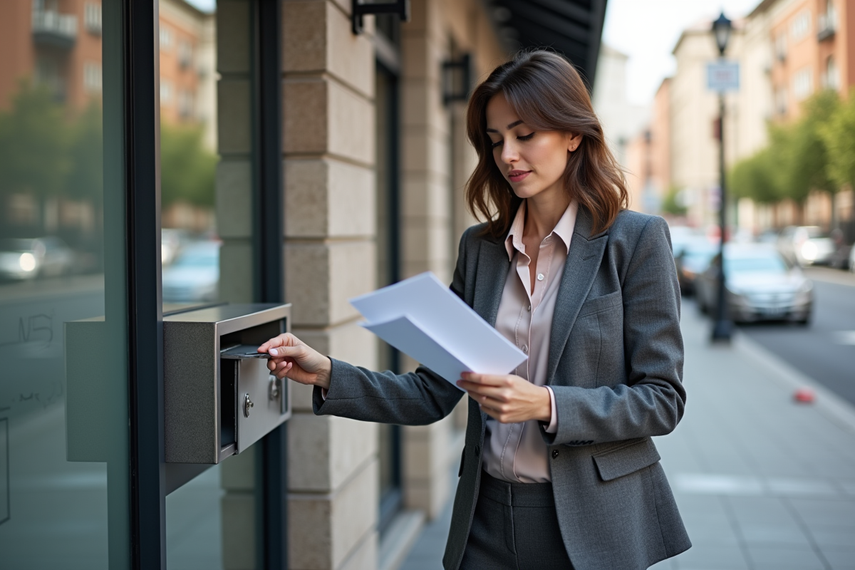 Femme professionnelle déposant des papiers à la banque