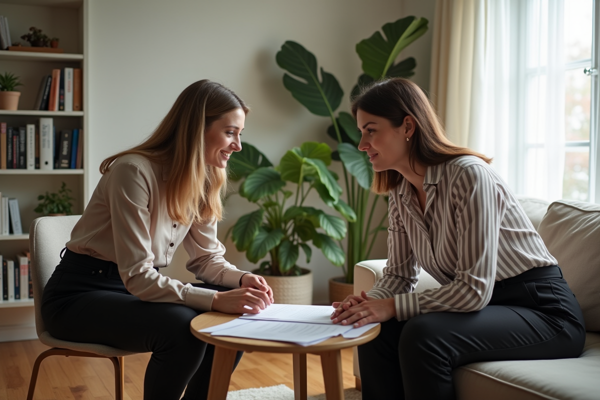 Jeune femme discutant d