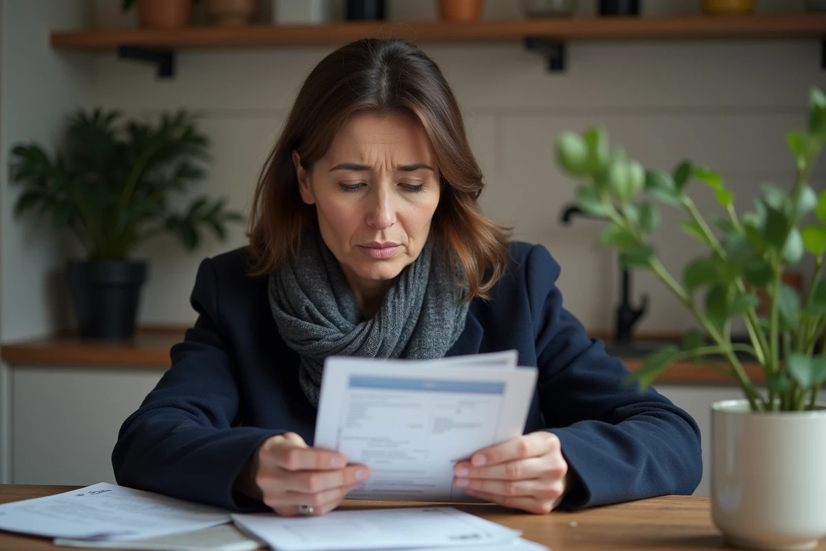 Femme examinant un livret A dans un cadre quotidien