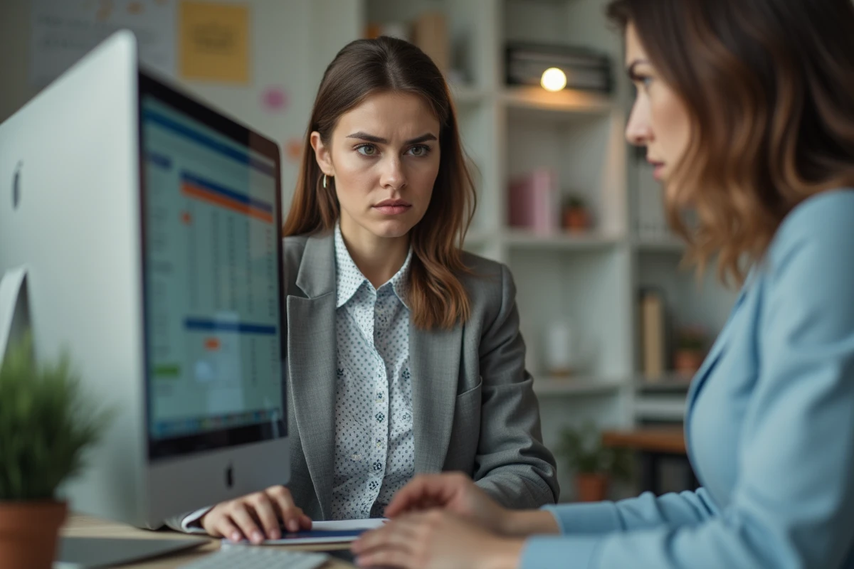 Femme concentrée regardant son écran d