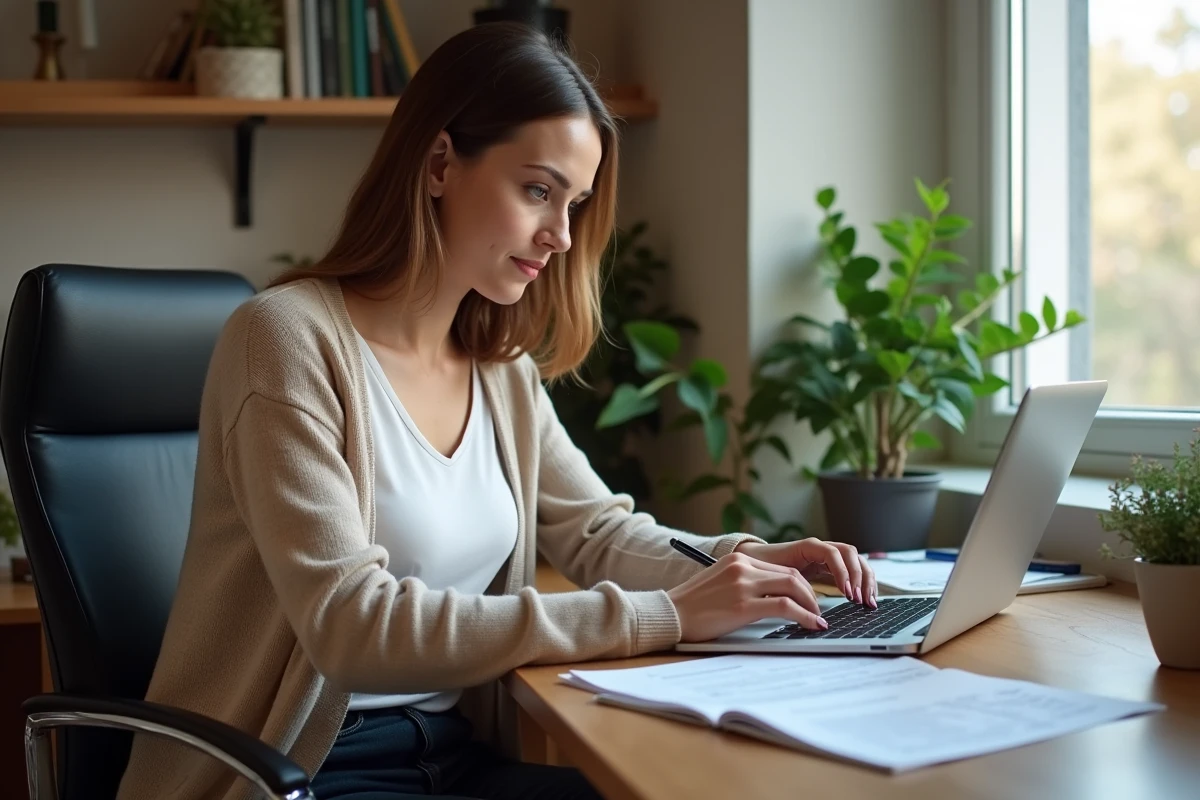 Femme vérifiant un formulaire d