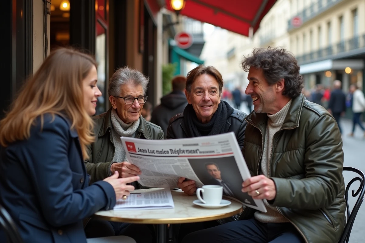 Groupe de personnes discutant autour d un café à Paris