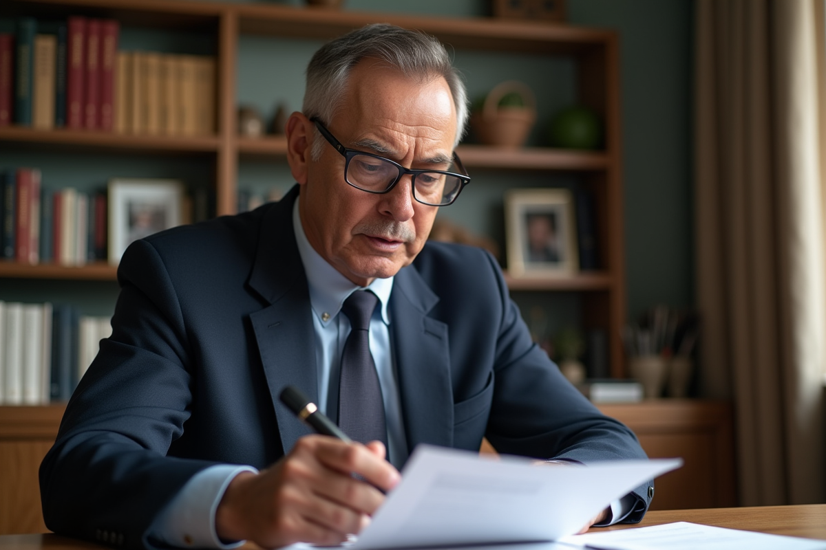 Homme d'affaires en costume dans un bureau à domicile