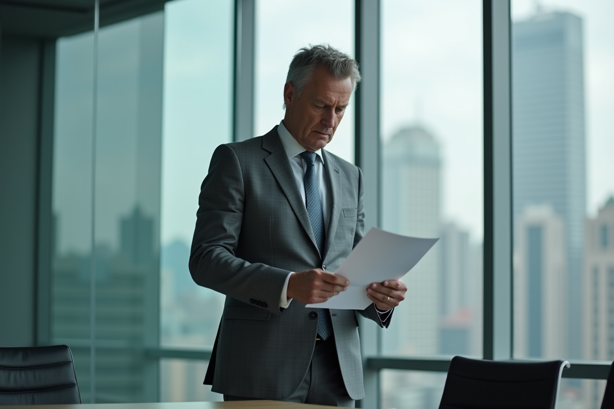 Homme d affaires examinant des papiers dans une salle de réunion