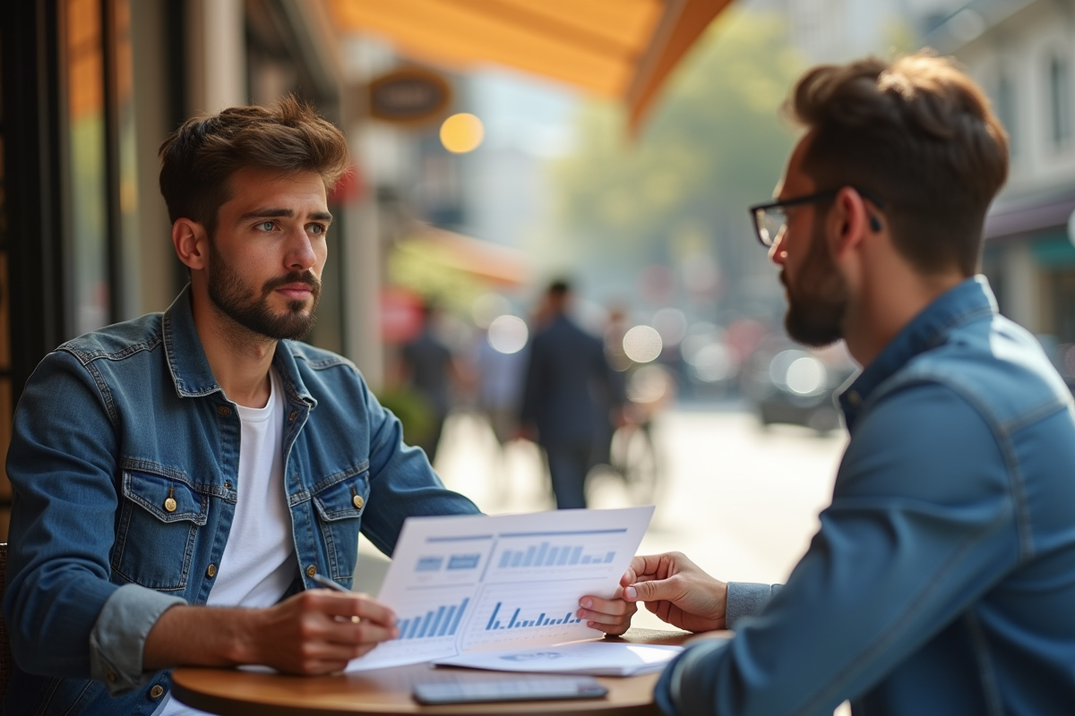 Jeune homme discutant d